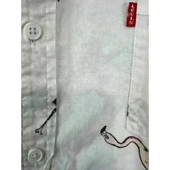 Levi's Men's Short Sleeve Riverton Poplin Button Down Flamingo Shirt Size XXL - Picture 4 of 9